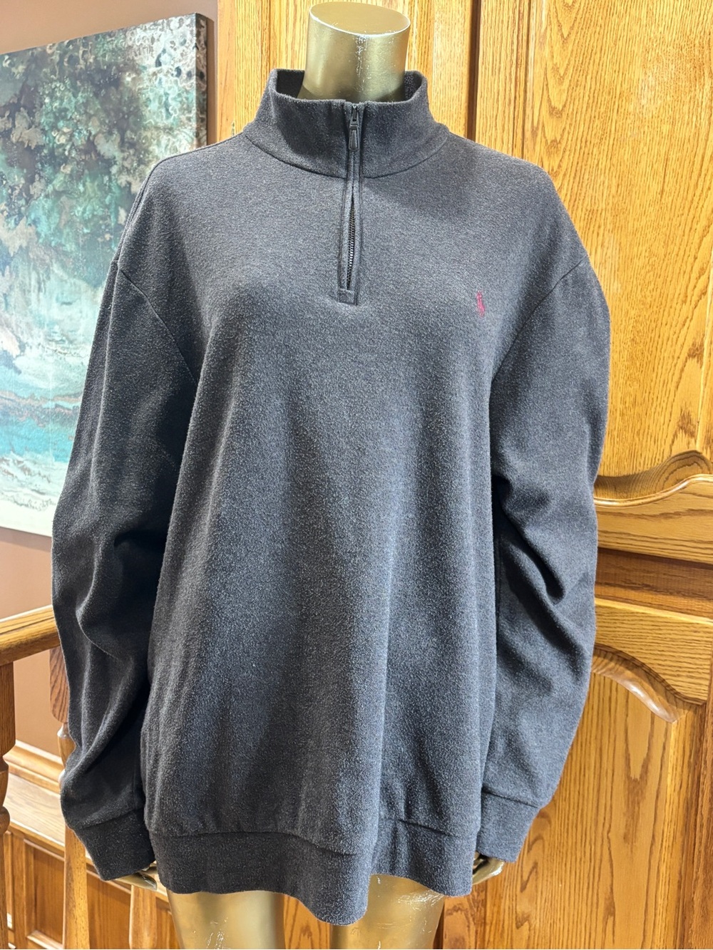 Ralph Lauren Charcoal Quarter-Zip Pullover Sweater